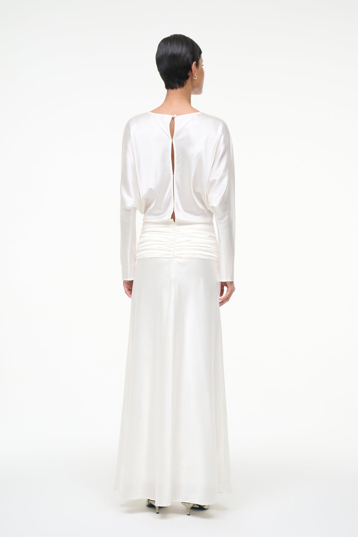Freda Silk Dress Ivory | STAUD Signature
