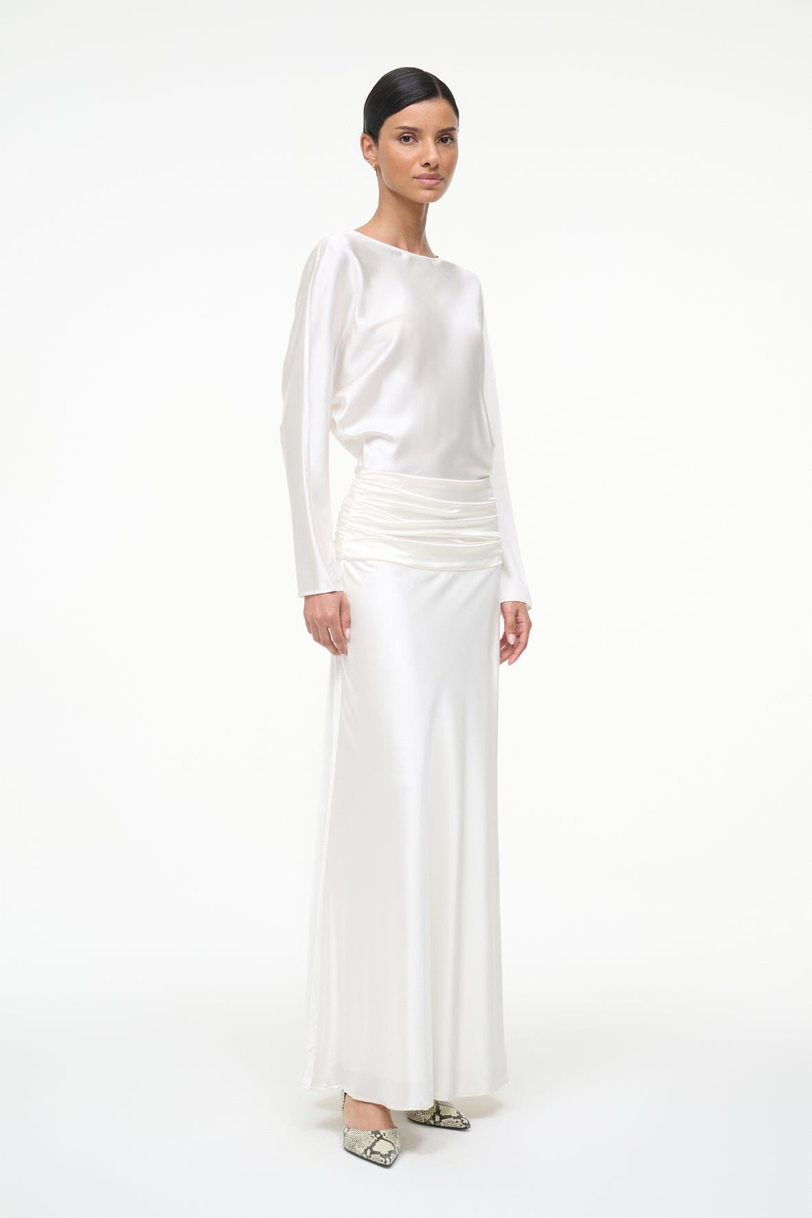 Freda Silk Dress Ivory | STAUD Signature