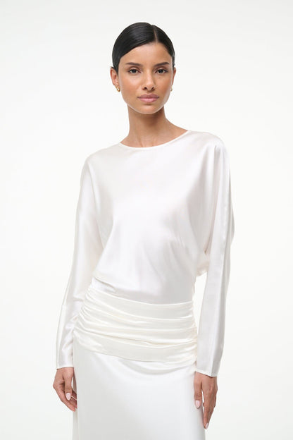 Freda Silk Dress Ivory | STAUD Signature