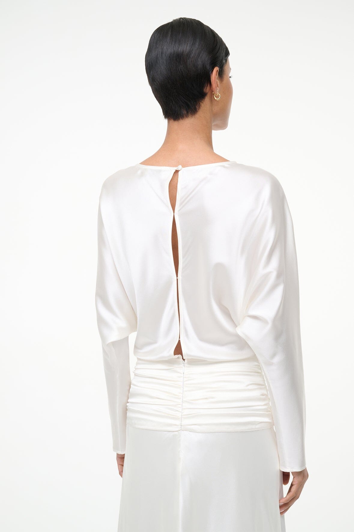 Freda Silk Dress Ivory | STAUD Signature