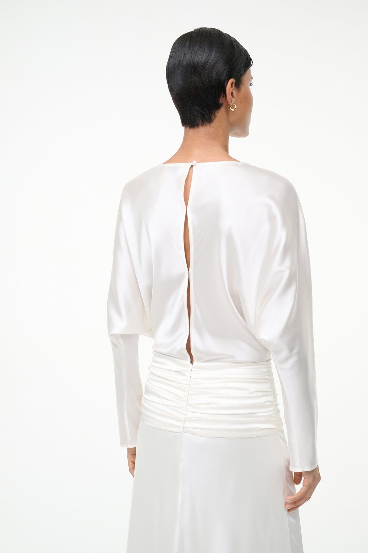 Freda Silk Dress Ivory | STAUD Signature