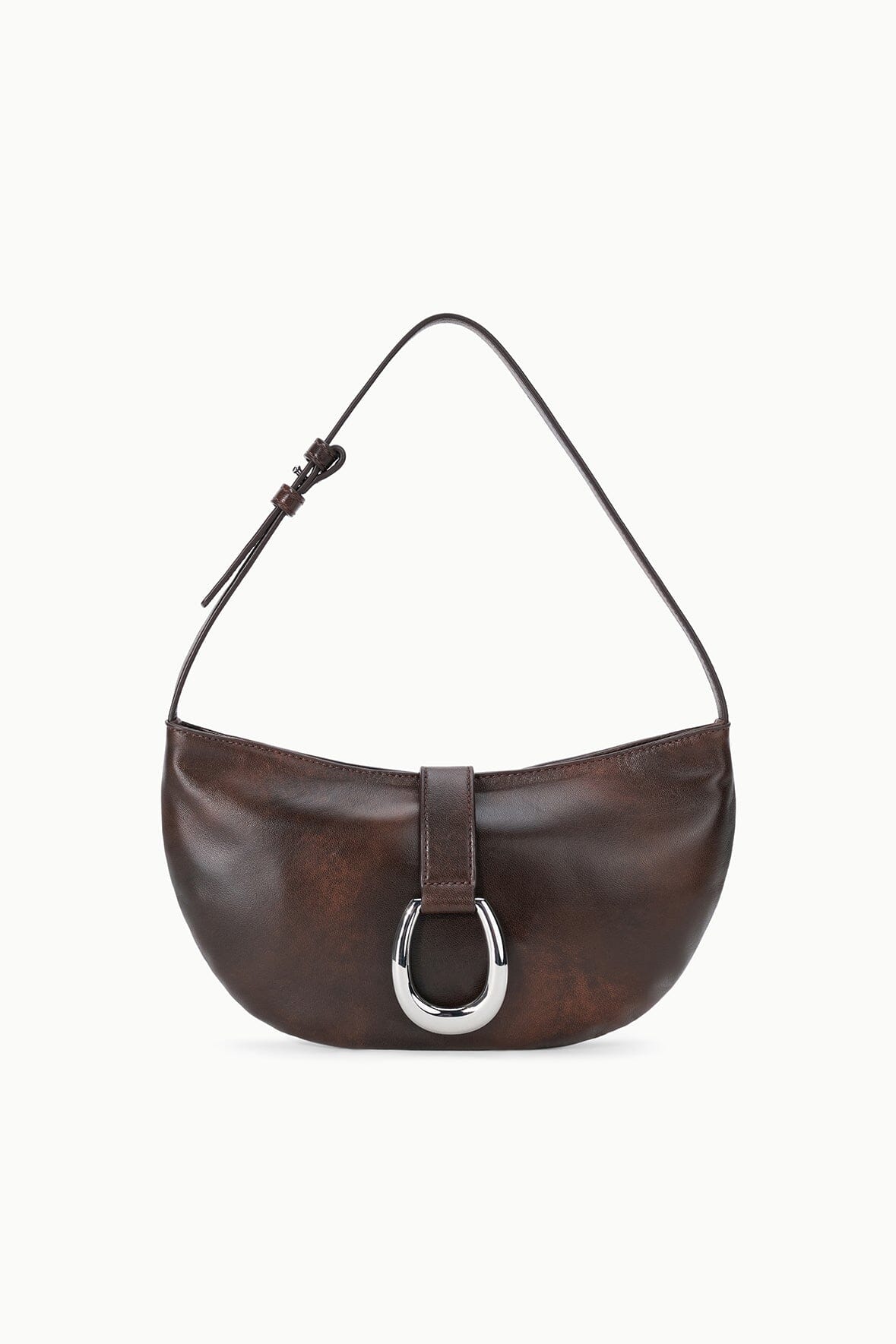 Harlow Crescent Shoulder Bag Espresso Distressed | STAUD Top Pick