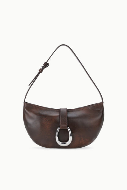 Harlow Crescent Shoulder Bag Espresso Distressed | STAUD Top Pick