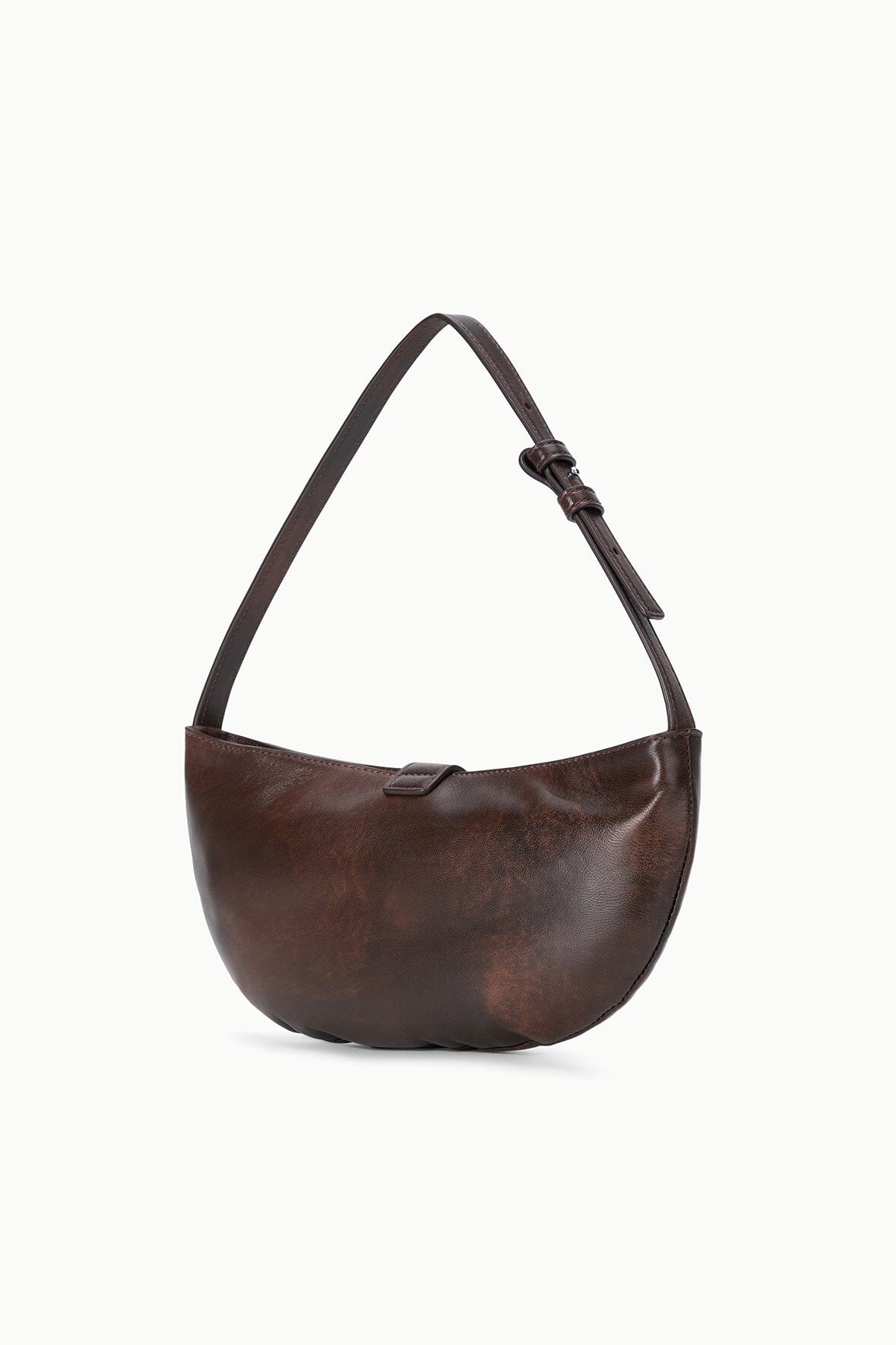 Harlow Crescent Shoulder Bag Espresso Distressed | STAUD Top Pick