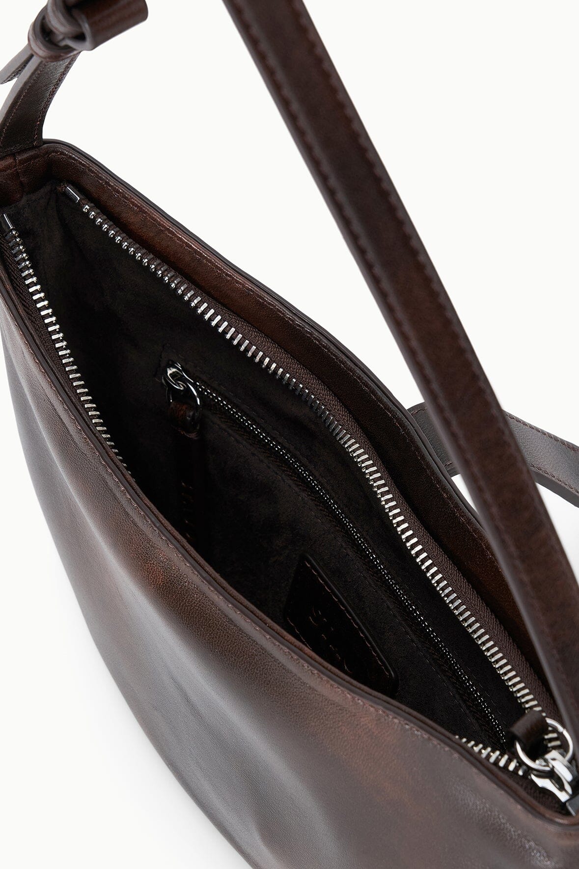 Harlow Crescent Shoulder Bag Espresso Distressed | STAUD Top Pick