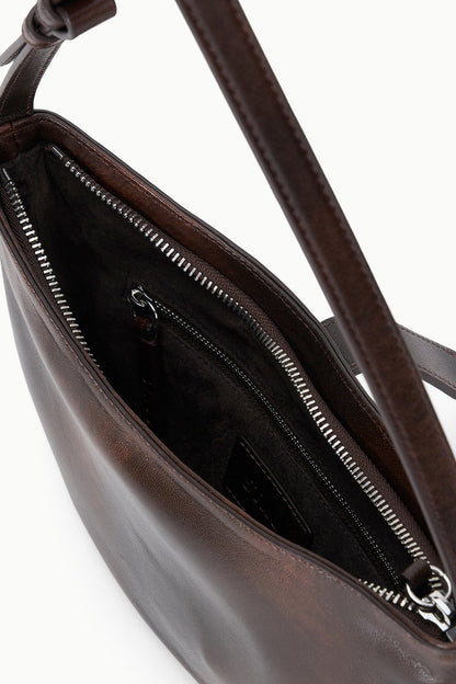 Harlow Crescent Shoulder Bag Espresso Distressed | STAUD Top Pick