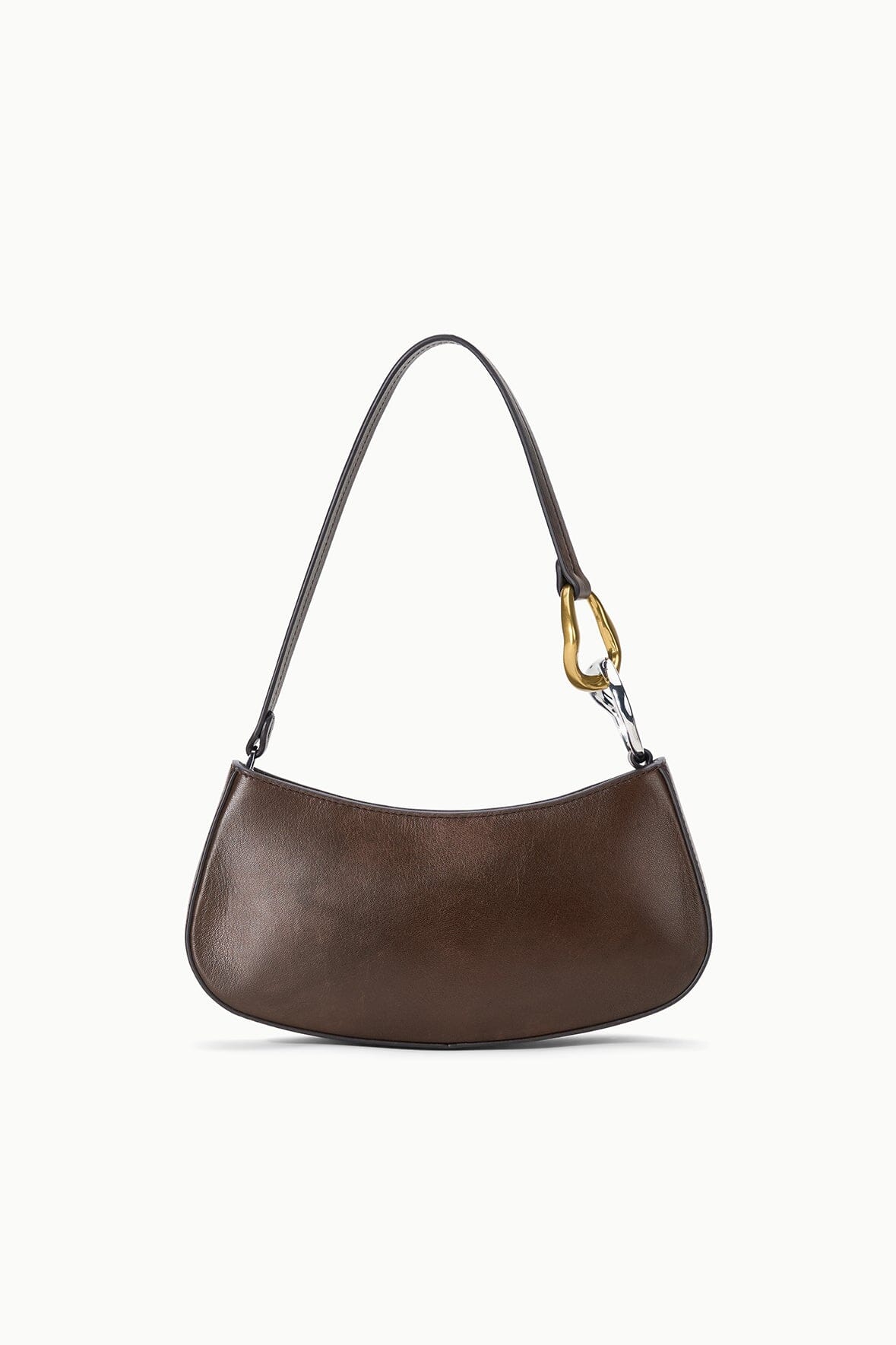Ollie Bag Espresso Leather Metallic Shoulder Bag - Staud | STAUD Best Seller