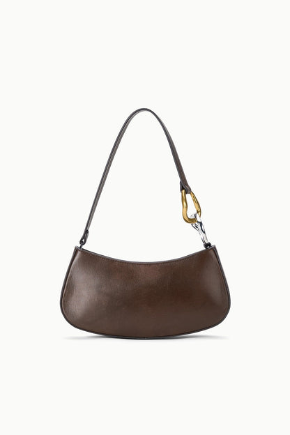 Ollie Bag Espresso Leather Metallic Shoulder Bag - Staud | STAUD Best Seller