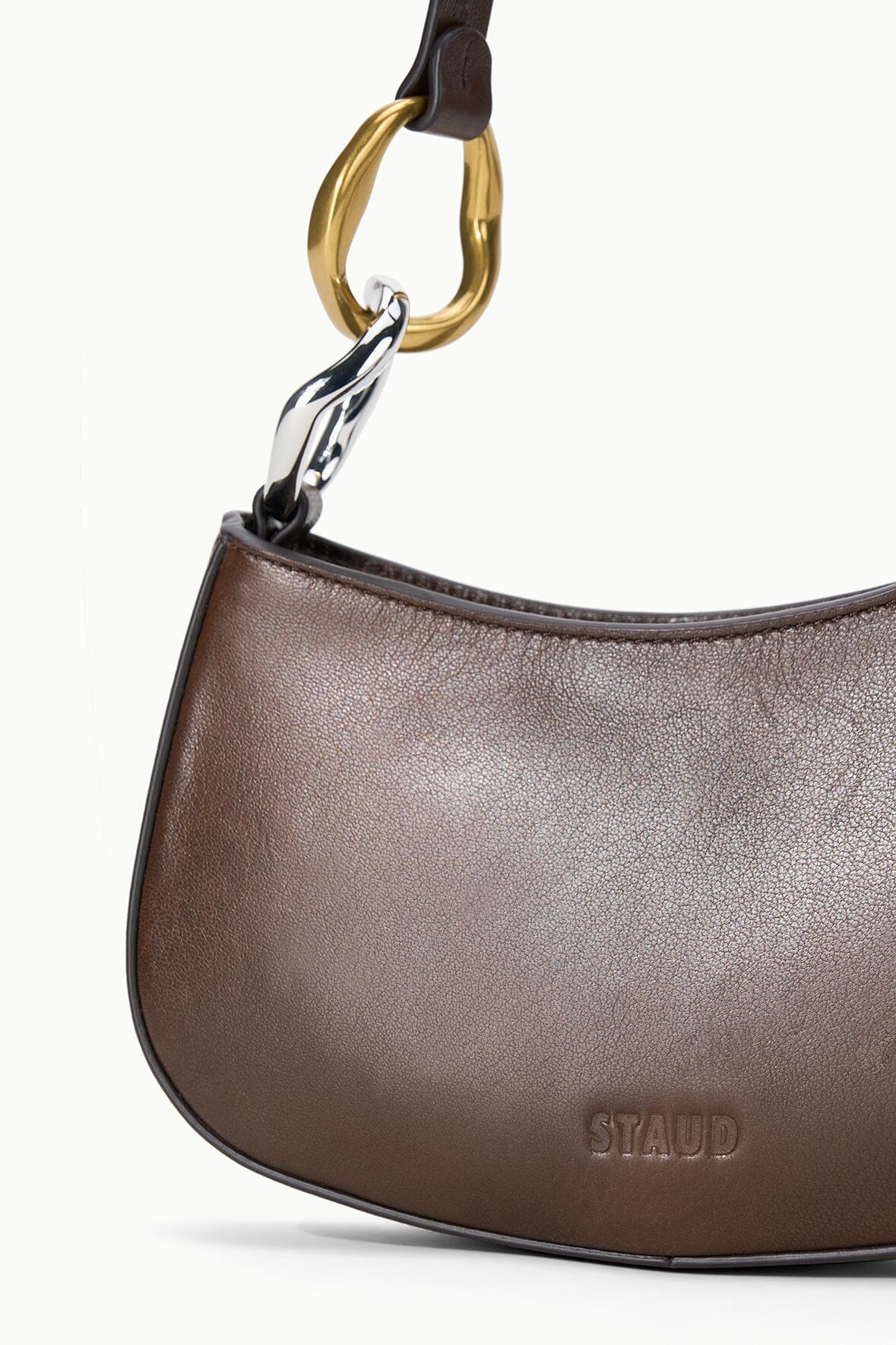 Ollie Bag Espresso Leather Metallic Shoulder Bag - Staud | STAUD Best Seller