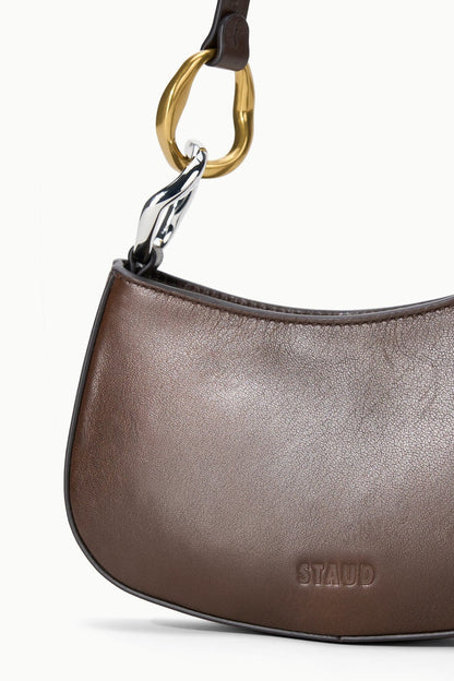 Ollie Bag Espresso Leather Metallic Shoulder Bag - Staud | STAUD Best Seller