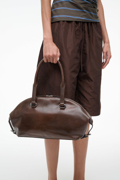 Hester Shoulder Bag Espresso Distressed | STAUD Classic