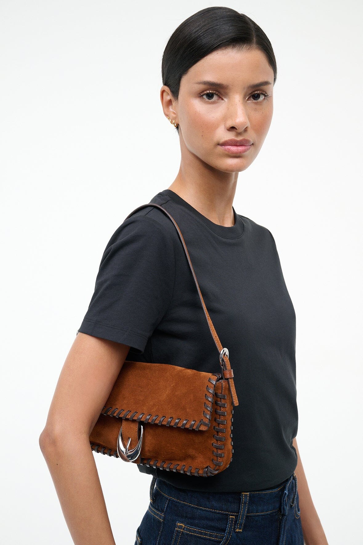 Harlow Bag Tabac Suede Espresso | STAUD Quality