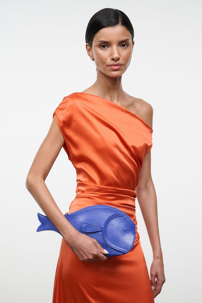 Pesce Clutch - Cobalt Blue Fish-Shaped Handbag | STAUD Popular