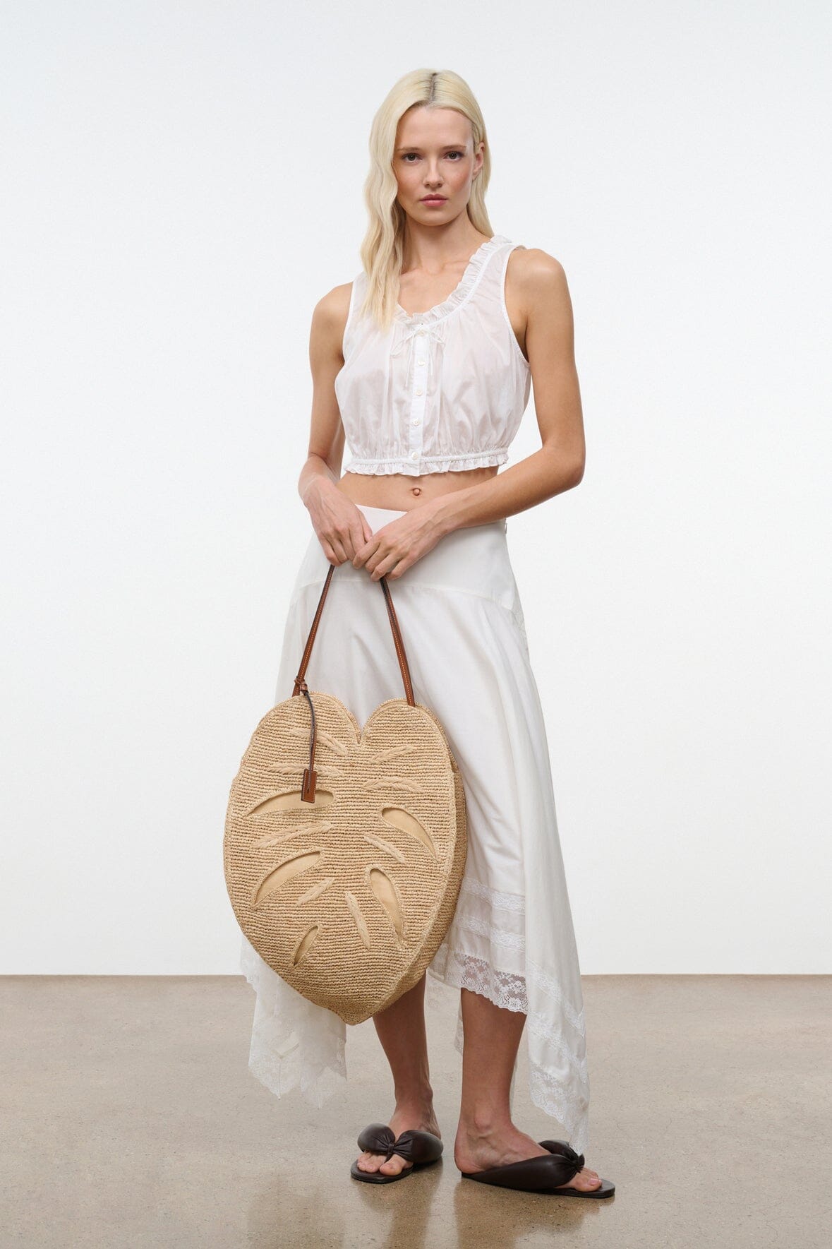 Large Palm Raffia Bag Natural | STAUD Essential
