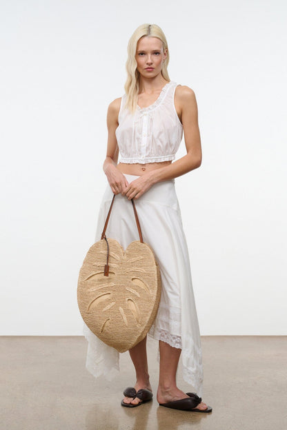Large Palm Raffia Bag Natural | STAUD Essential