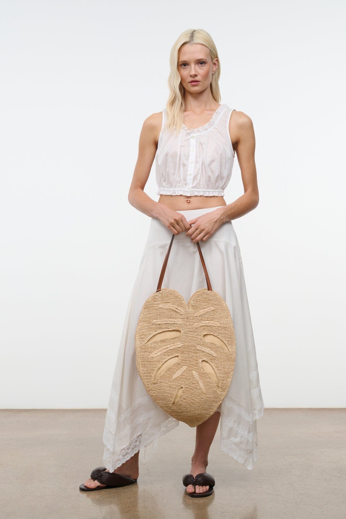 Large Palm Raffia Bag Natural | STAUD Essential