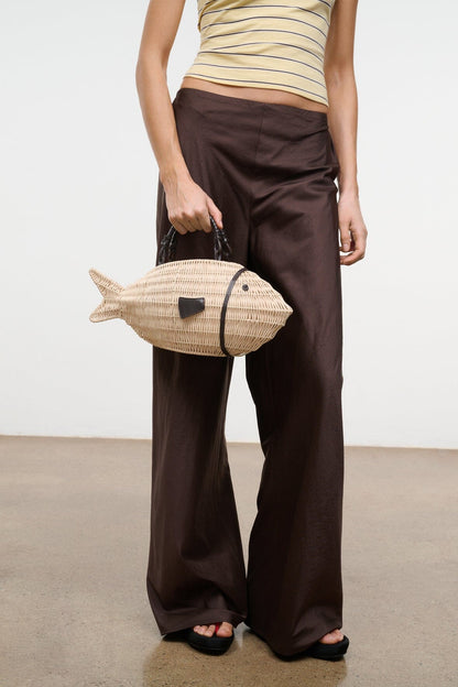 Cleo Fish Bag - Natural Wicker Fish Handbag - Staud | STAUD Featured
