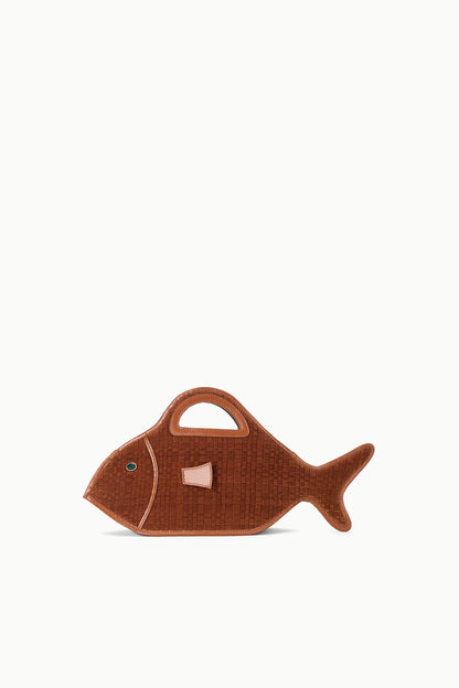 Cleo Fish Bag In Tabac - Unique Woven Suede Design | STAUD Great Value