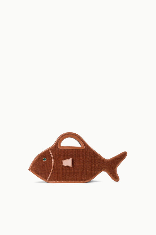 Cleo Fish Bag In Tabac - Unique Woven Suede Design | STAUD Great Value