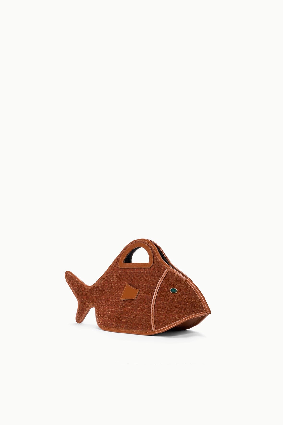 Cleo Fish Bag In Tabac - Unique Woven Suede Design | STAUD Great Value