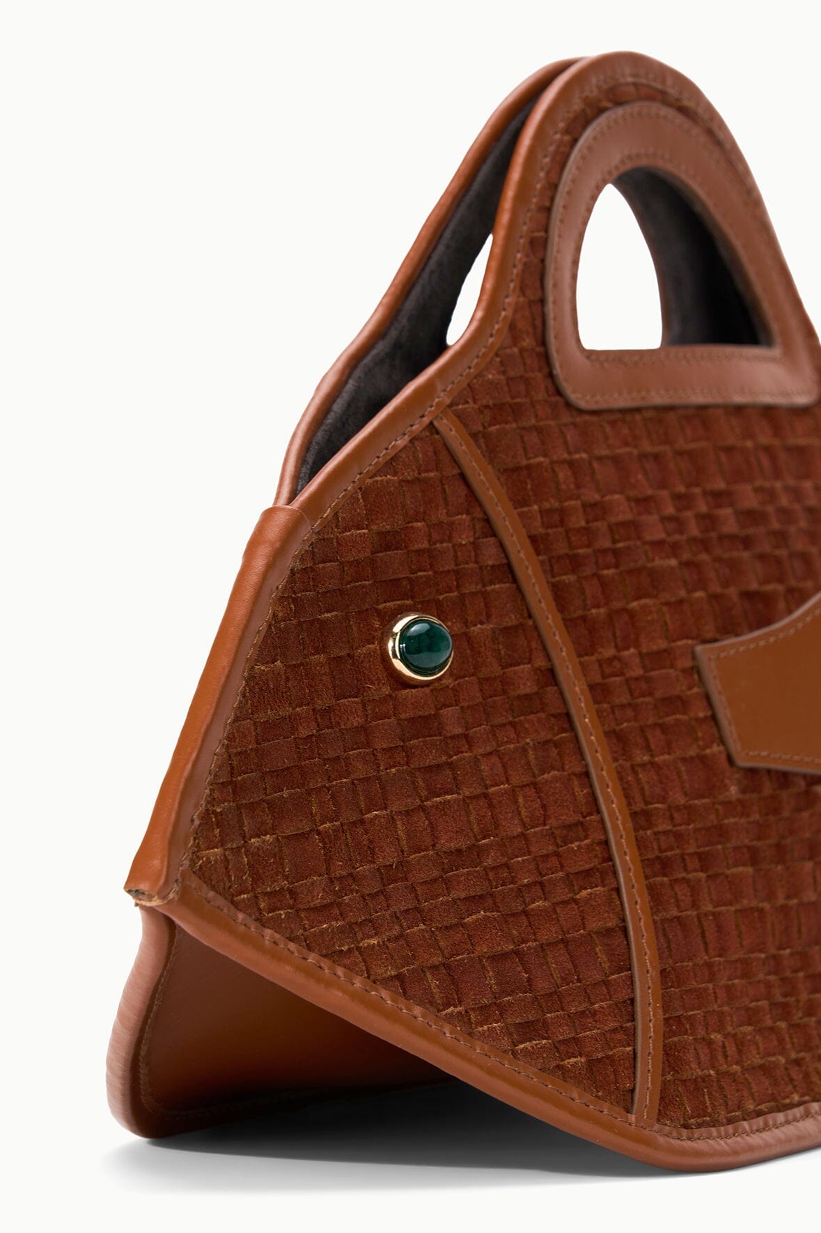Cleo Fish Bag In Tabac - Unique Woven Suede Design | STAUD Great Value