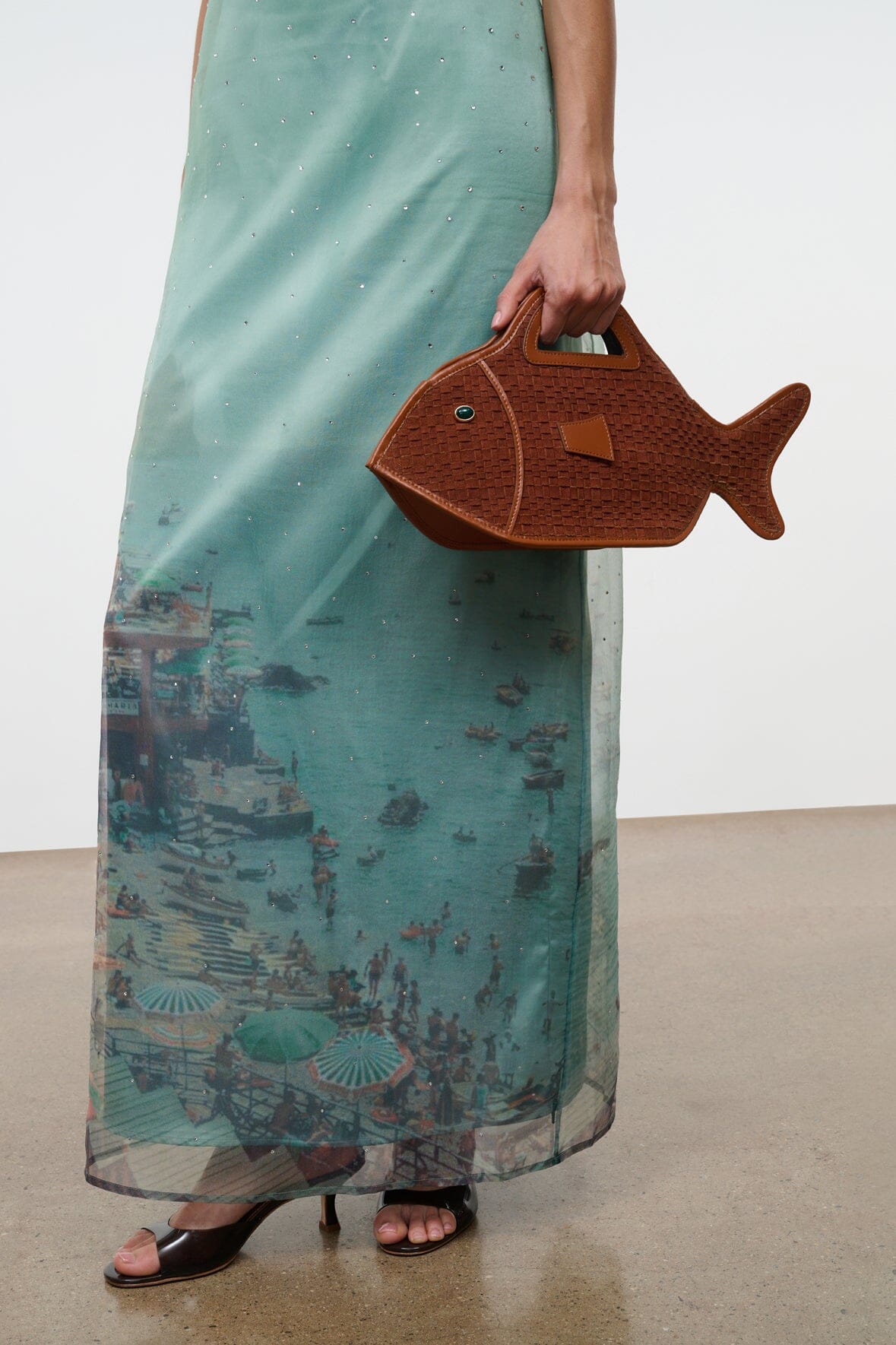 Cleo Fish Bag In Tabac - Unique Woven Suede Design | STAUD Great Value