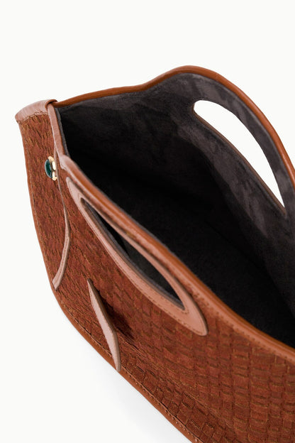 Cleo Fish Bag In Tabac - Unique Woven Suede Design | STAUD Great Value