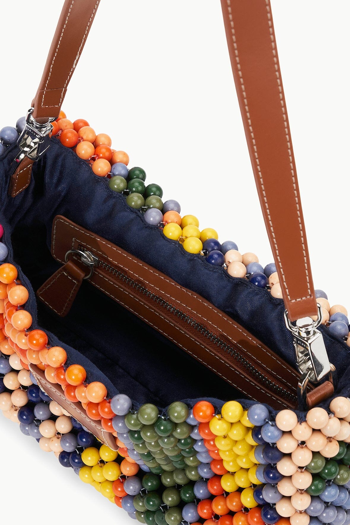 Timmy Beaded Shoulder Bag Multi Bayadere Stripe | STAUD Sale