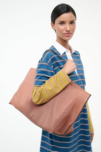Christos Large Mesh Tote Camel | STAUD Signature