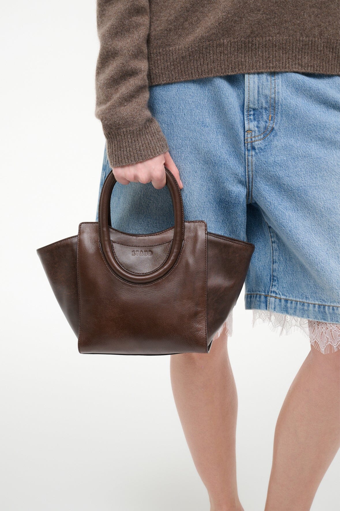 Maude Mini Tote Espresso Distressed | STAUD Customer Favorite