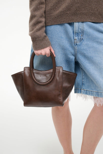 Maude Mini Tote Espresso Distressed | STAUD Customer Favorite