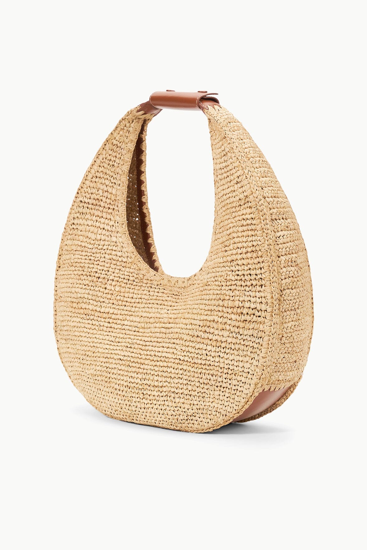Large Raffia Moon Tote Bag Natural Tan | STAUD Deals