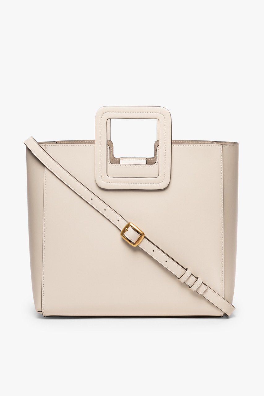 Shirley Leather Tote Bag - Cream | STAUD Trusted