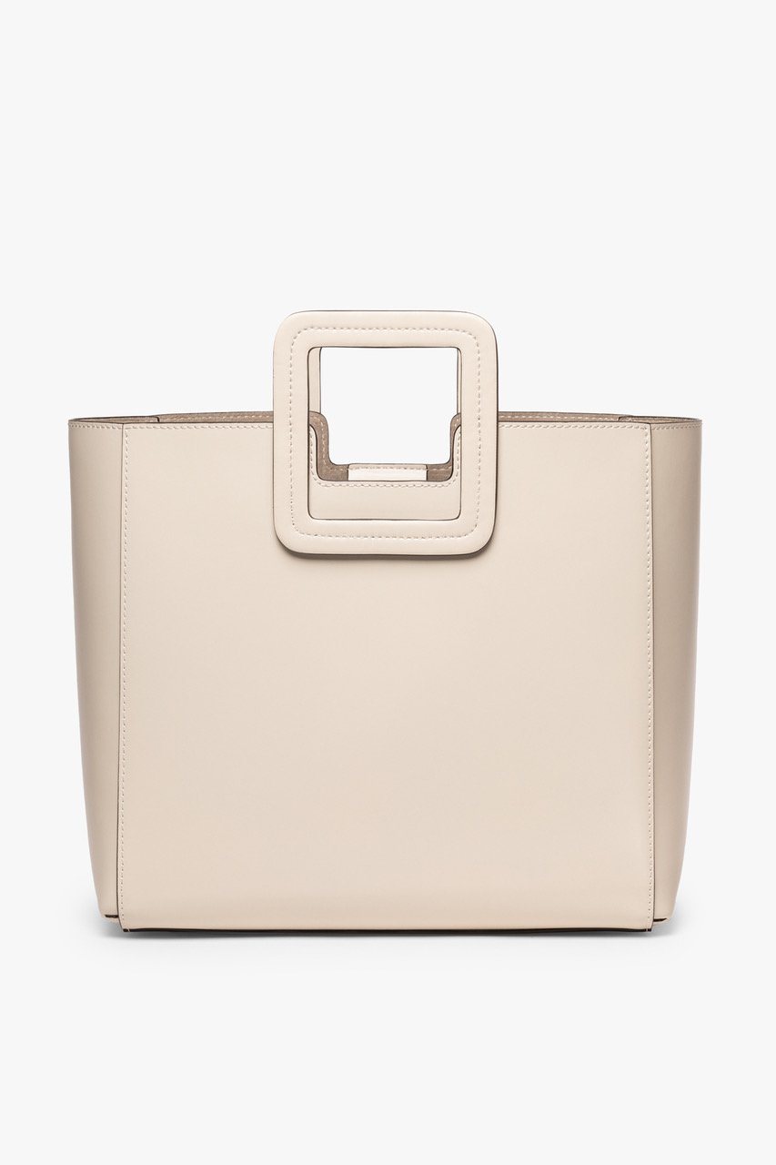 Shirley Leather Tote Bag - Cream | STAUD Trusted