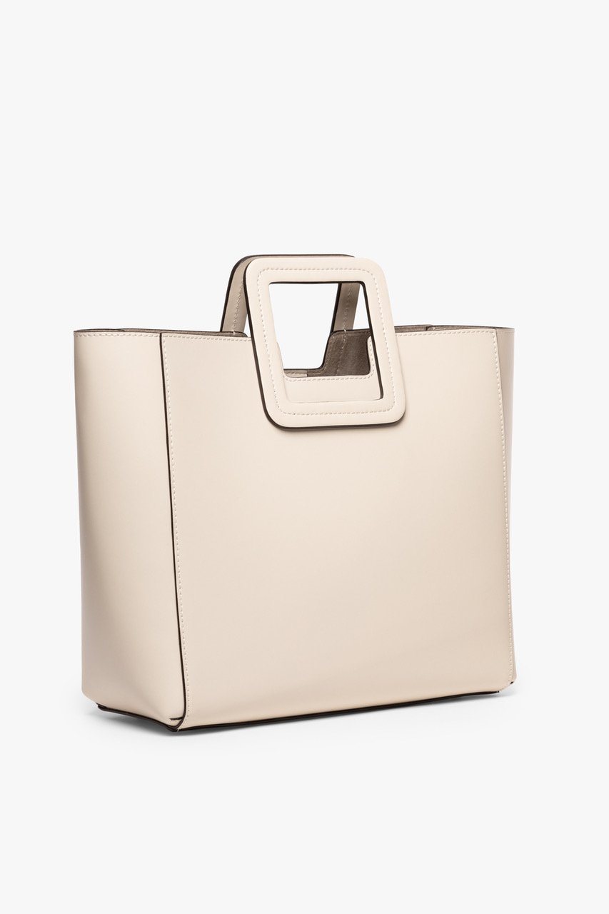 Shirley Leather Tote Bag - Cream | STAUD Trusted