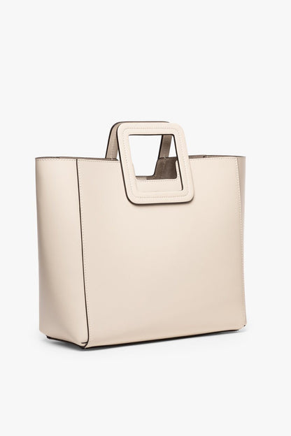 Shirley Leather Tote Bag - Cream | STAUD Trusted