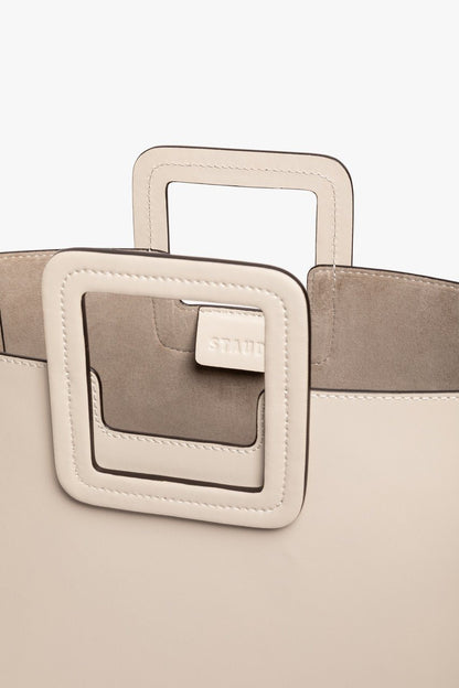 Shirley Leather Tote Bag - Cream | STAUD Trusted