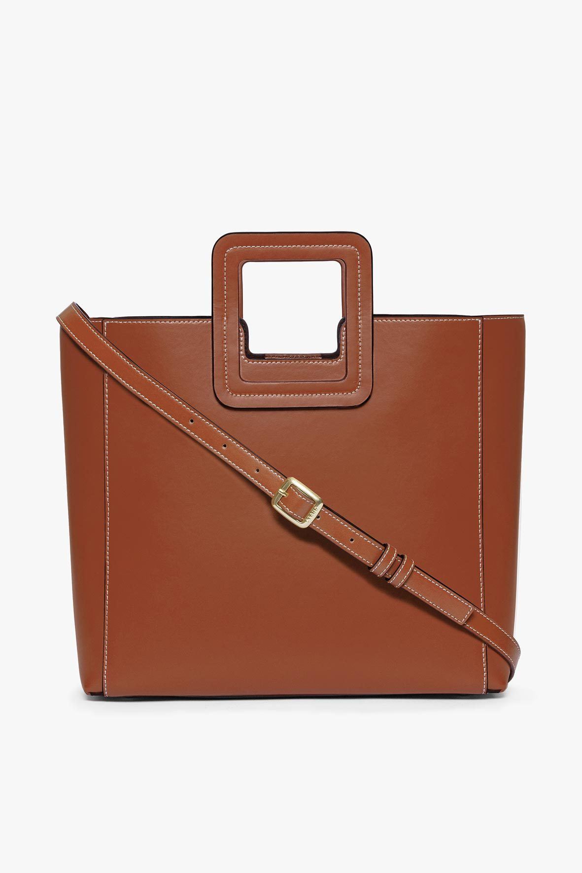 Shirley Leather Bag - Saddle | STAUD Special Offer