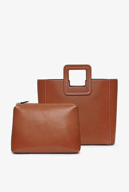 Shirley Leather Bag - Saddle | STAUD Special Offer