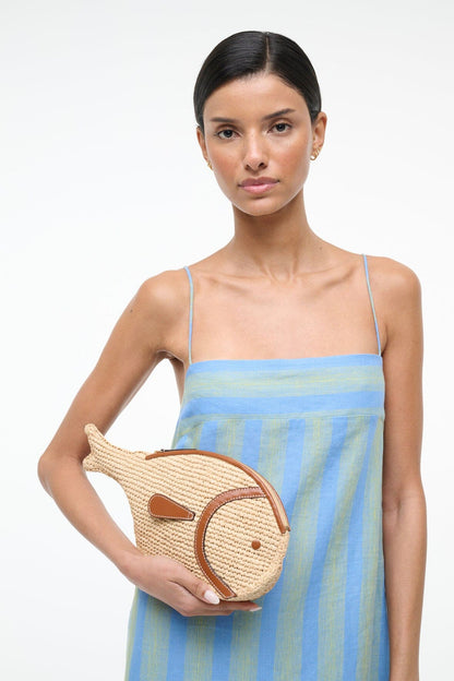 Pesce Raffia Clutch Natural Tan | STAUD Top Pick