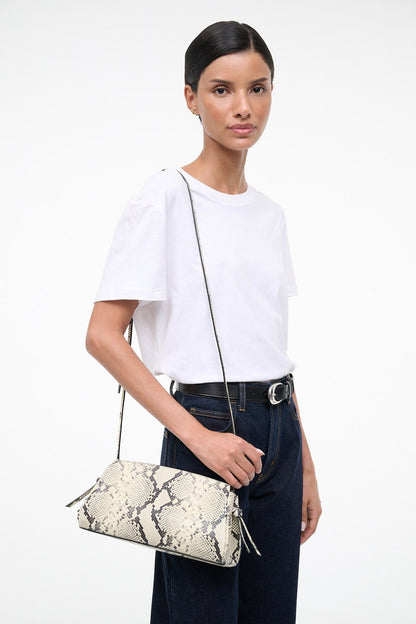 Maude Convertible Clutch White Snake | STAUD Classic