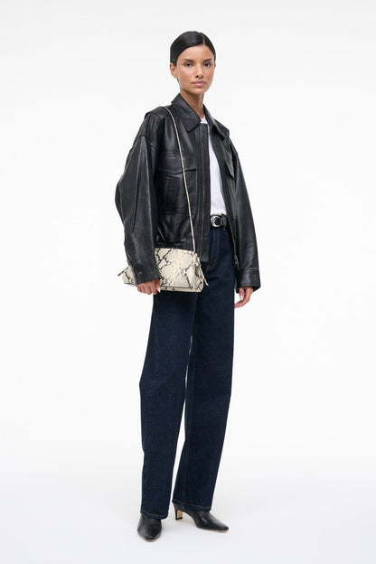 Maude Convertible Clutch White Snake | STAUD Classic
