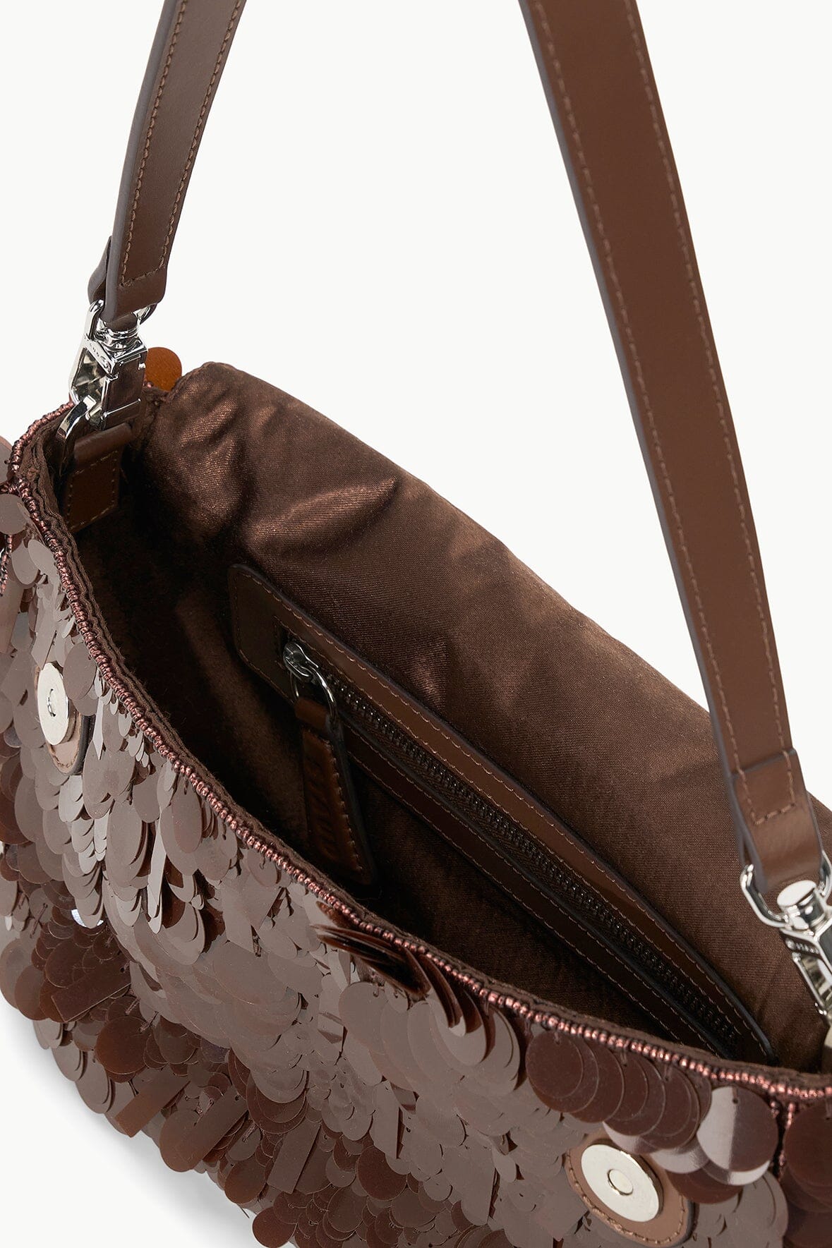 Timmy Shoulder Bag Cacao Sequins | STAUD Quality