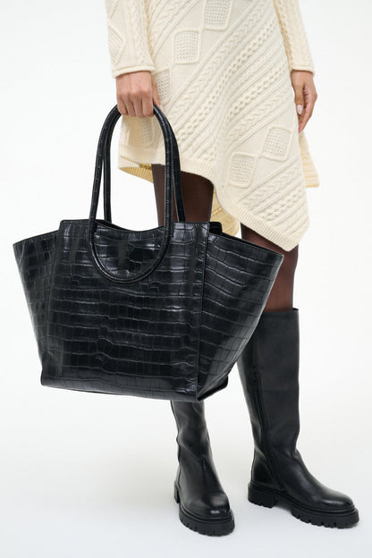 Maude Tote Bag Black Croco | STAUD Hot Sale