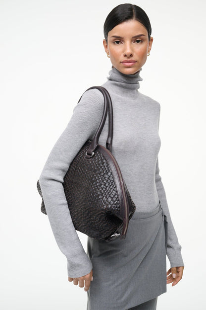 Hester Satchel Espresso Woven | STAUD Everyday