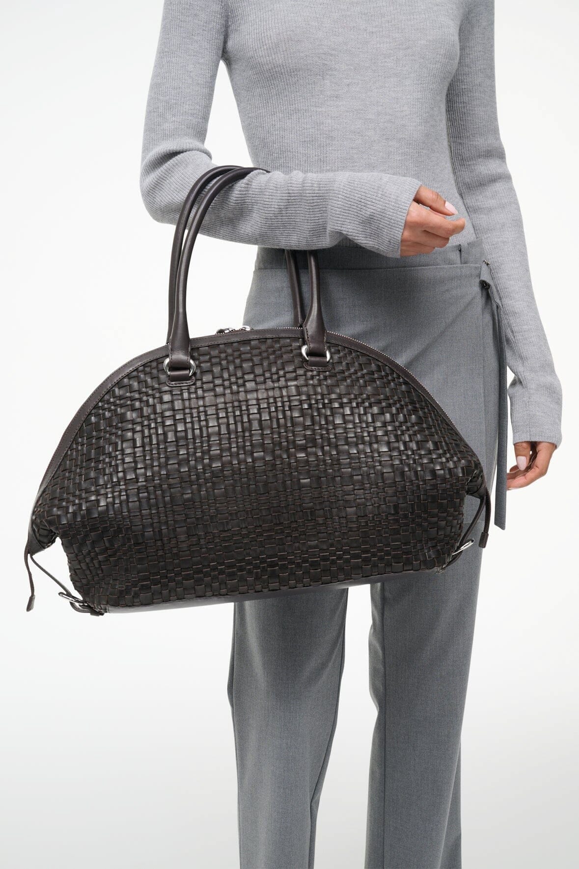 Hester Satchel Espresso Woven | STAUD Everyday