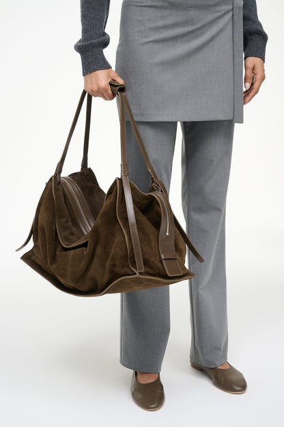 Large Harold Bag Truffle Suede | STAUD Everyday