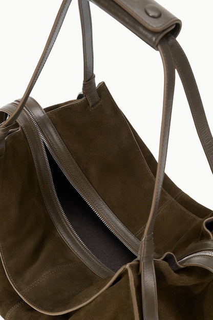 Large Harold Bag Truffle Suede | STAUD Everyday