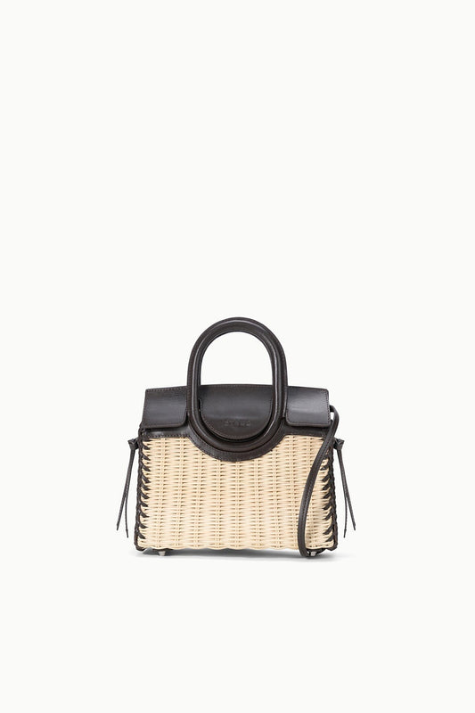 Maude Mini Wicker Carryall Natural Espresso | STAUD New