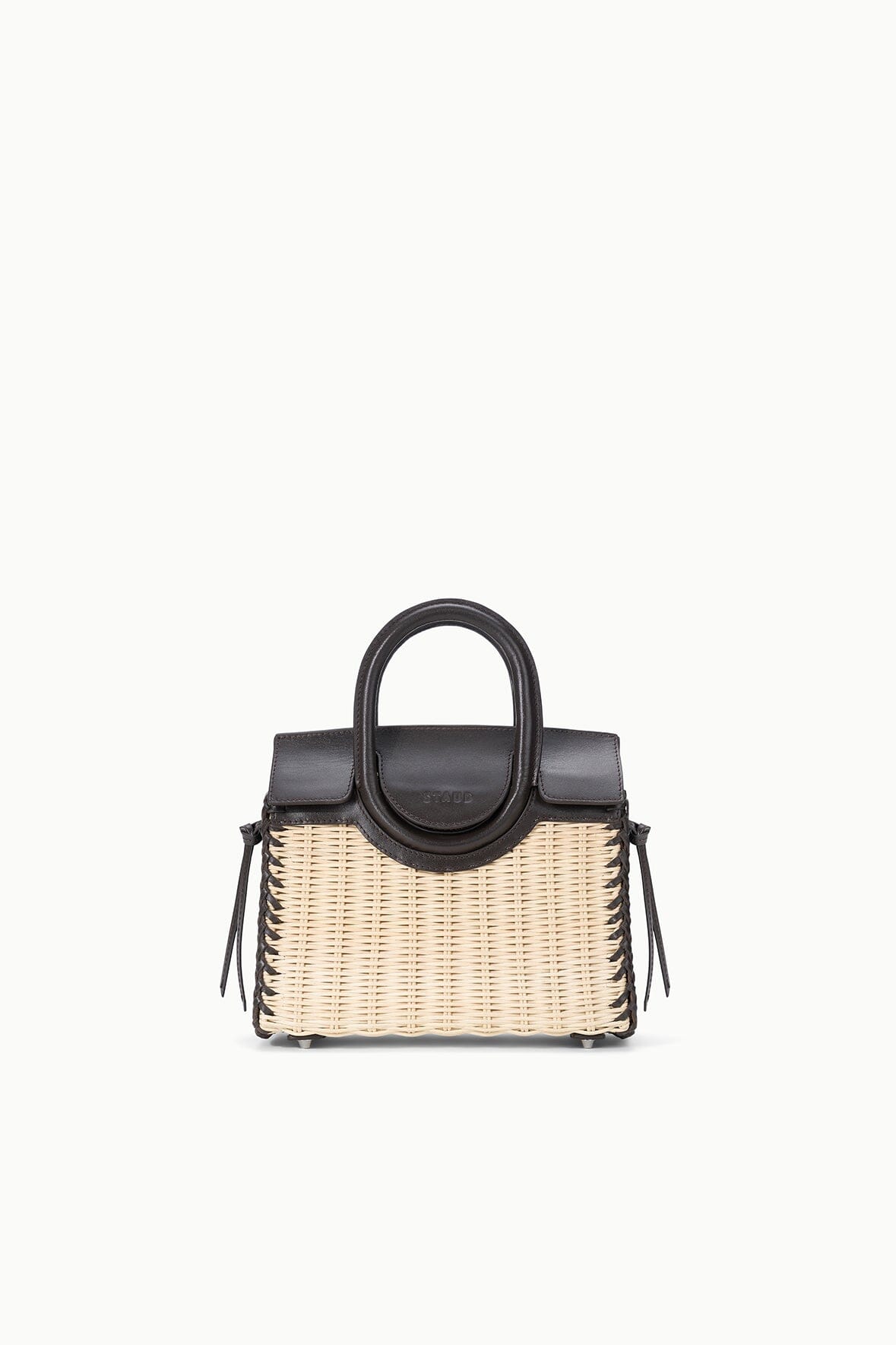 Maude Mini Wicker Carryall Natural Espresso | STAUD New